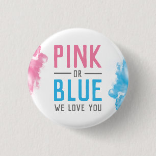 Roze of blauw We houden van je Baby Rook Ronde Button 3,2 Cm