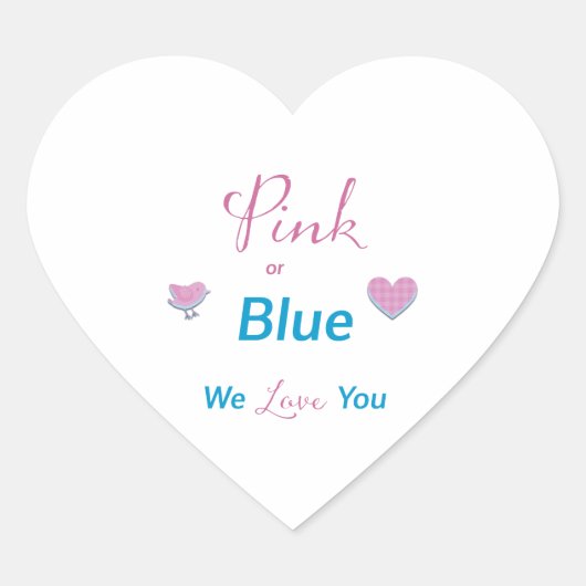 Roze of blauw We houden van je hart Hart Sticker (Voorkant)