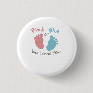 Roze of blauw We houden van jou, Baby shower onthu Ronde Button 3,2 Cm
