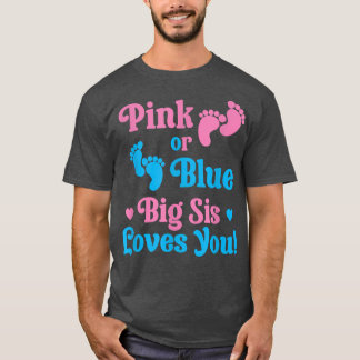 Roze of blauwe Big Sis houdt van je geslacht en on T-shirt