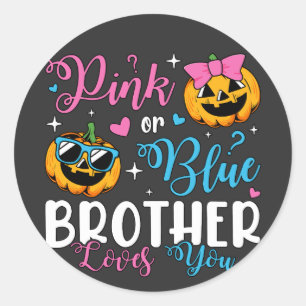 Roze of blauwe broeder houdt van je pompoen Baby Ronde Sticker