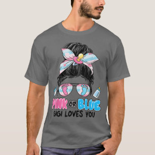 Roze of blauwe Gigi houdt van je boodschap over vr T-shirt