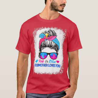 Roze of blauwe godmoeder houdt van je Bun Gender T-shirt