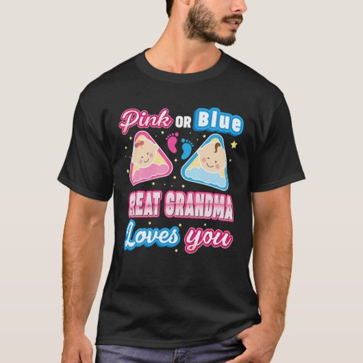 Roze of blauwe grootmoeder houdt van je geslacht t-shirt (Voorkant)