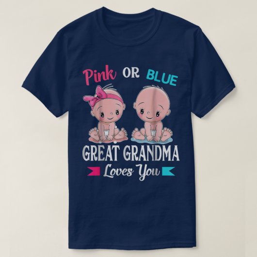 Roze of blauwe grootmoeder houdt van je geslacht t-shirt (Design voorkant)