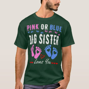 Roze of blauwe grote zusje houdt van je geslacht t-shirt