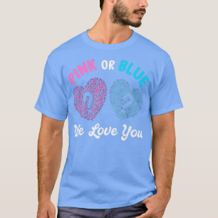 Roze of blauwe jongen of meisje waarvan we houden t-shirt