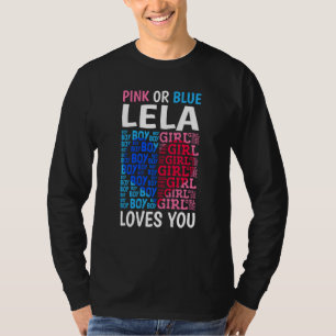 Roze of blauwe Lela houdt van je geslacht om Baby T-shirt
