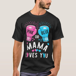 Roze of Blauwe Mama houdt van je boksen Geslacht o T-shirt