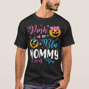 Roze of blauwe mama houdt van je pompoen Baby Mann T-shirt