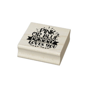Roze of blauwe mama houdt van je 	rubberstempel
