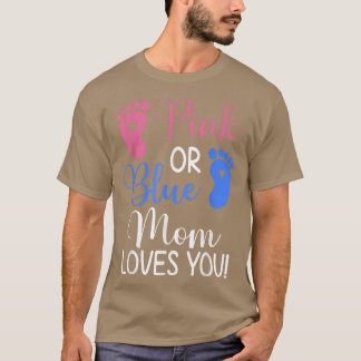 Roze of blauwe moeder houdt van je grappige sekse t-shirt