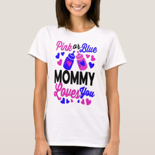 Roze of blauwe moMMY houdt van je   Baby Mam Gift T-shirt