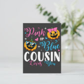 Roze Of Blauwe Neef Of Niece Houdt Van Jou Pompoen Briefkaart (Staand voorkant)