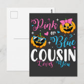 Roze Of Blauwe Neef Of Niece Houdt Van Jou Pompoen Briefkaart (Voorkant / Achterkant)