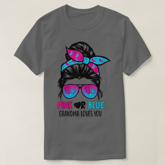 Roze of Blauwe oma houdt van je boodschap! T-shirt (Design voorkant)
