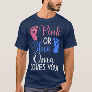 Roze of blauwe Oma houdt van je grappige sekse T-shirt