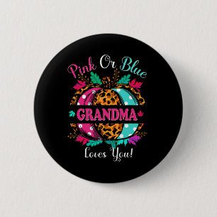 Roze of blauwe oma houdt van je luipaard pompoen. ronde button 5,7 cm