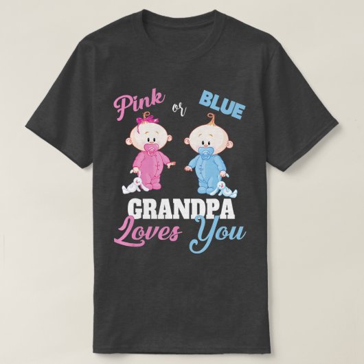 Roze of blauwe opa houdt van jeGender onthulling T-shirt (Design voorkant)