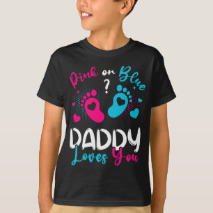 Roze of blauwe papa houdt van je jongen t-shirt