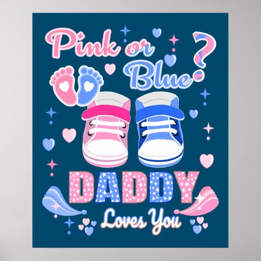 Roze of blauwe papa houdt van je poster (Voorkant)