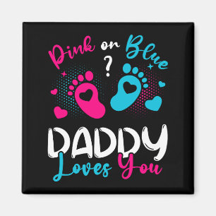 Roze of blauwe papa houdt van je vierkant magneet