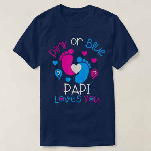Roze of blauwe papi houdt van je Baby Pa openbaart T-shirt (Design voorkant)