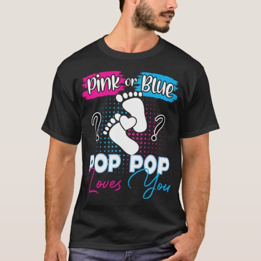 Roze of blauwe Pop Pop houdt van je Zwangerschap G T-shirt (Voorkant)