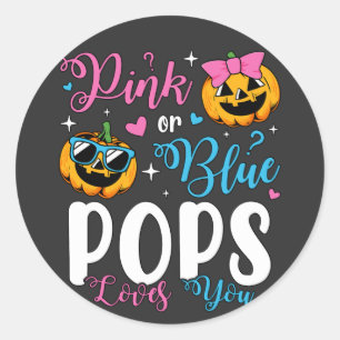 Roze of blauwe Poppen houdt van je pompoen Baby Ronde Sticker