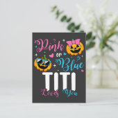 Roze Of Blauwe Titi Loves You Pumpkin Baby Briefkaart (Staand voorkant)