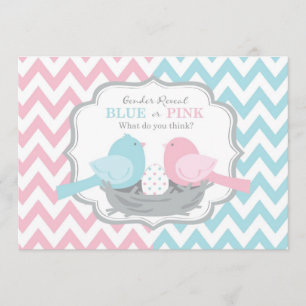 Roze of blauwe vogels en Chevron Gender onthulling Kaart