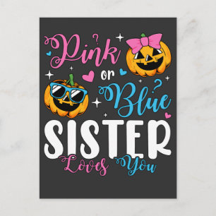 Roze Of Blauwe Zus Houdt Van Jou Pompoen Baby Briefkaart