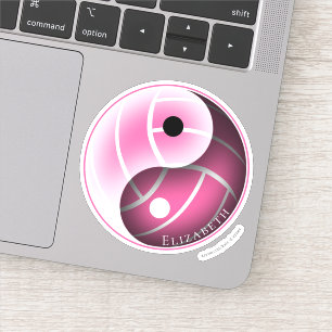 roze of ELKE kleur yin yang volleybal gepersonalis Sticker