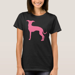 Roze (of uw kleur) Italiaans grijnwindsilhouet T-shirt