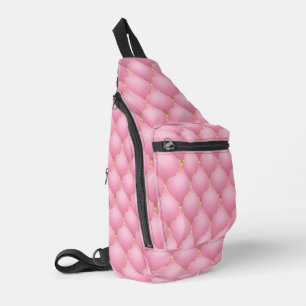 Roze Ogee Goud Diamant Getufte Edelsteen Sling Bag