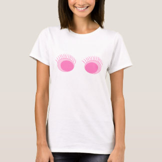 Roze ogen/wimpers Dames Hanes Nano T-shirt, Wit T-shirt