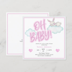 Roze Oh Baby Bosdieren Baby Shower Kaart