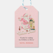 Roze Oh Wat Leuk, Retro Groovy Kerstman Verjaardag Cadeaulabel (Voorkant)