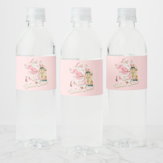Roze Oh Wat Leuk-Retro Groovy Kerstman Verjaardag Waterfles Etiket (Flessen)