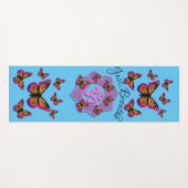 Roze ohm mandala design vlinders gewoon ademen yogamat (Voorkant (horizontaal))