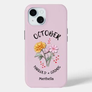 Roze OKTOBER Geboorte Maand Bloem Aangepaste naam