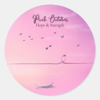 Roze Oktober Pastel Kunst Ronde Sticker