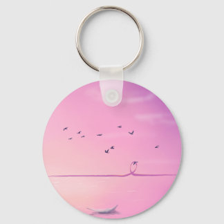 Roze Oktober Pastel Kunst Sleutelhanger
