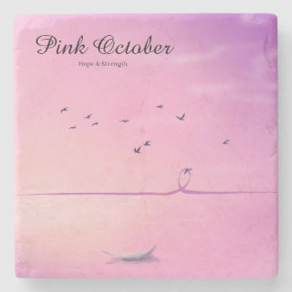 Roze Oktober Pastel Kunst Stenen Onderzetter