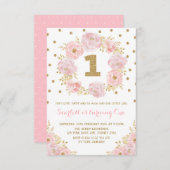 roze olieval 1e eerste verjaardag kaart (Voorkant / Achterkant)