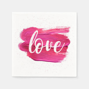 Roze olieverf van de Liefde citaatontwerp Servet