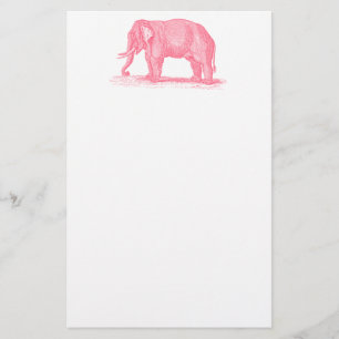 roze olifant 1800s Illustratie olifanten Briefpapier