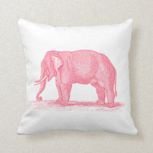 roze olifant 1800s Illustratie olifanten Kussen