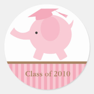 Roze olifant Afstuderen Ronde Sticker