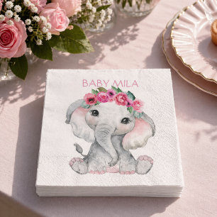 Roze Olifant Baby Borrel Servet
